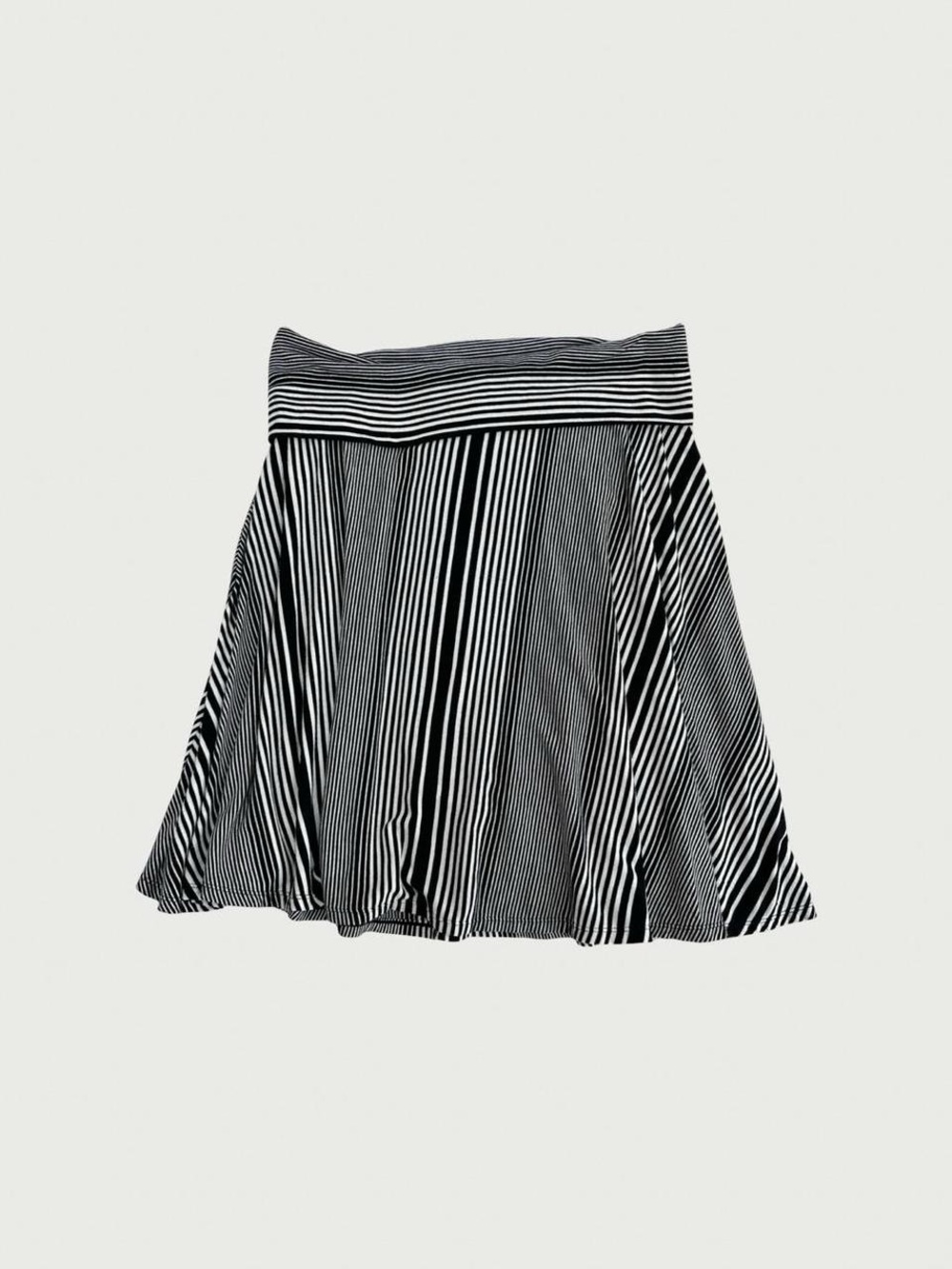 Fold Down Waist Striped Midi Skirt